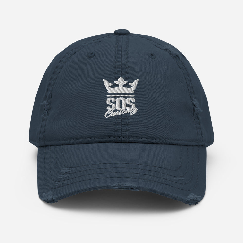 Navy SOS Logo Distressed Dad Hat